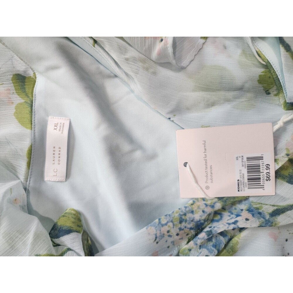 NEW Lauren Conrad Floral Cream Blue Green Blush Ruffle Wrap Maxi Dress Size XXL - Picture 5 of 7